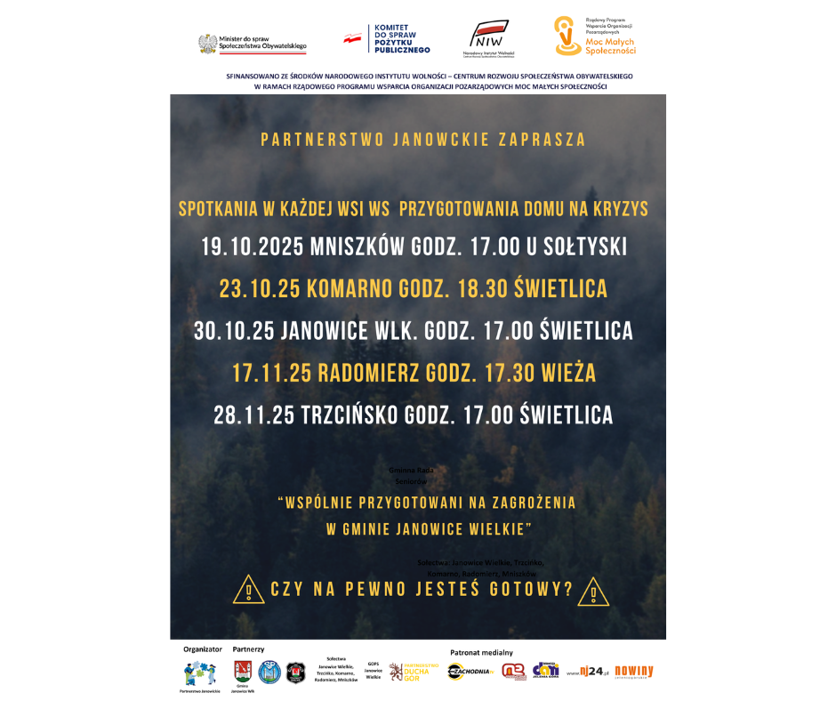 Przygotowania domu i rodziny na kryzysy - spotkania we wsiach!